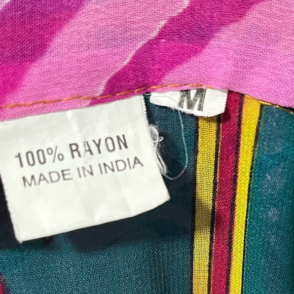 Orient Emporium Women’s Boho Floral Wrap Skirt - Pink & Teal - Size Medium - Picture 5 of 14